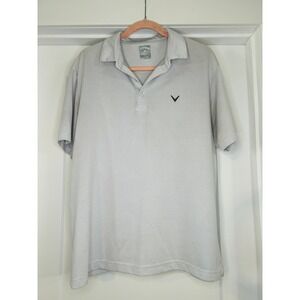 Callaway Opti-Dri Mens‎ Large Grey Chevron Textured Short Sleeve Golf Polo Shirt